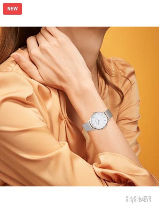 Minimalist Quartz Watch Analog Stainless Steel Mesh Bracelet Women\'s Waterproof
